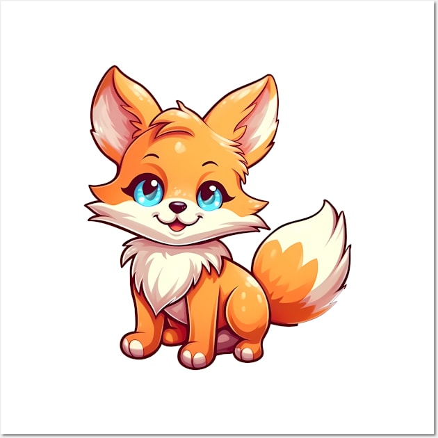 cute and mischievous fox with a fluffy tail Wall Art by Ginstore